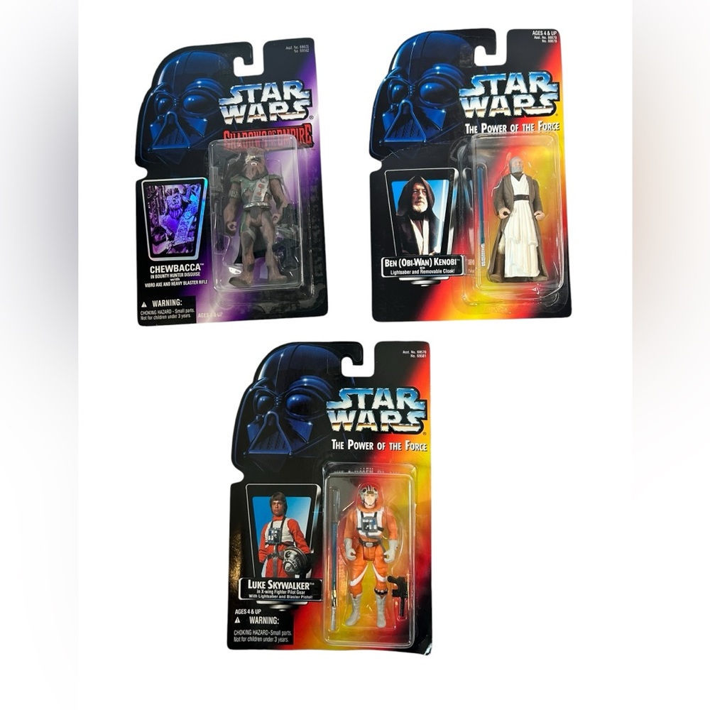 Star Wars Power of the Force Figure Lot Luke Obi Wan Chewbacca NIB
